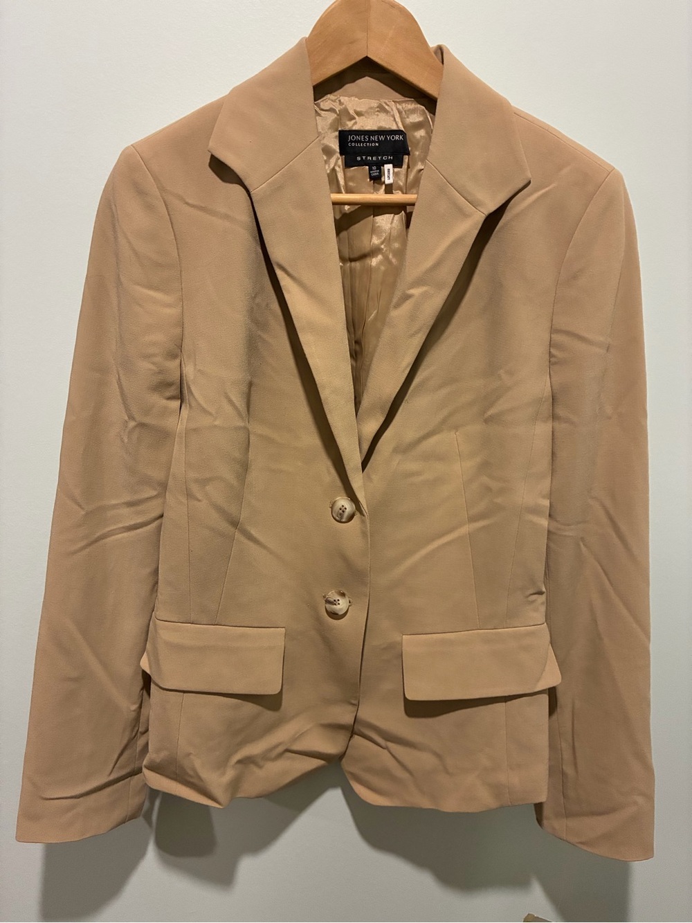 Jones New York Beige Tan Women's Blazer Wash and Dry Size 10 NWT